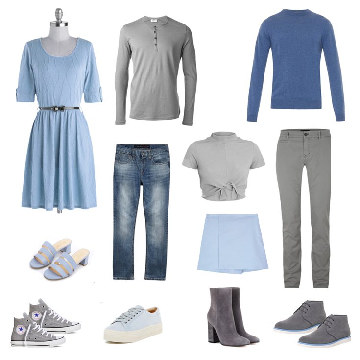 Outfit Color Suggestions: Blues and Gray