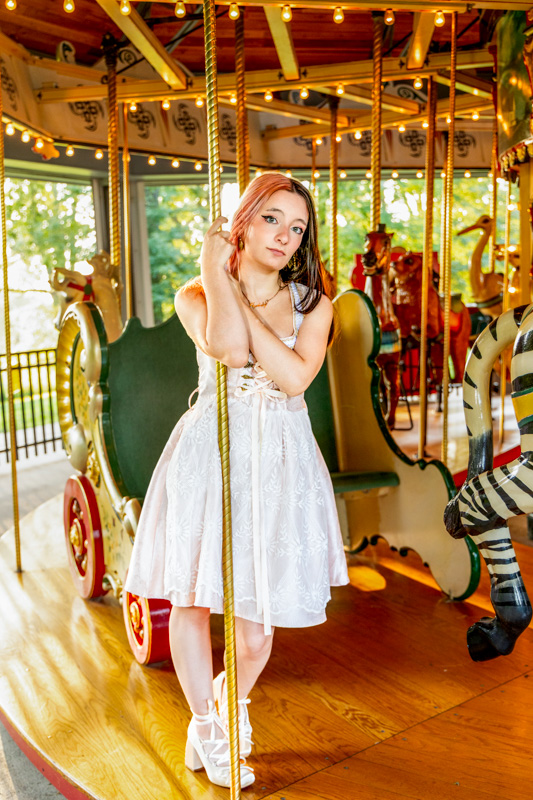 Senior Pictures at Heritage Park Carousel in Des Moines