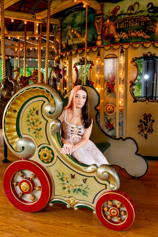 Senior Pictures at Heritage Park Carousel in Des Moines