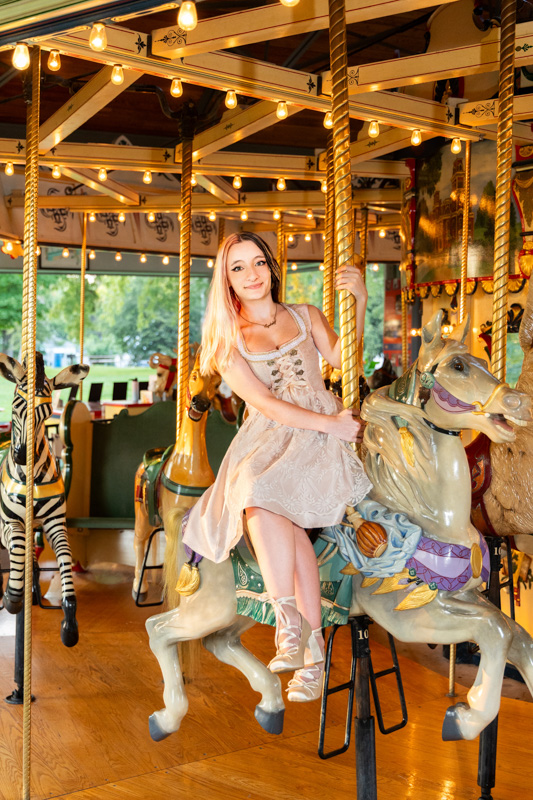 Senior Pictures at Heritage Park Carousel in Des Moines